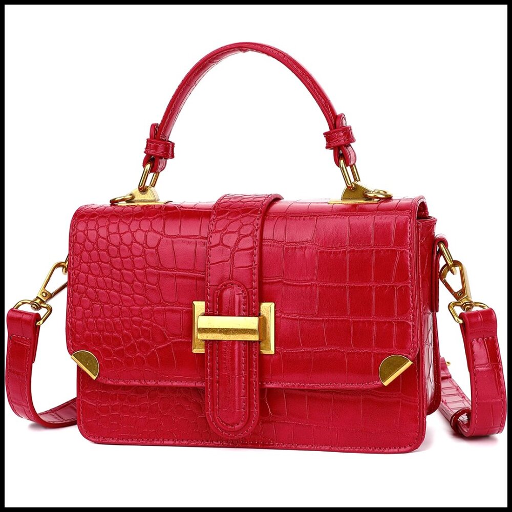 Leather Satchel Crossbody Bag Adjustable Strap Top Handle Classic Elegant Women